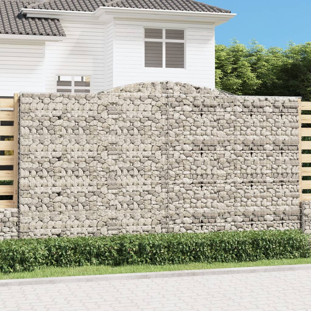 vidaXL Arched Gabion Baskets 2 pcs 400x30x220/240 cm Galvanised Iron