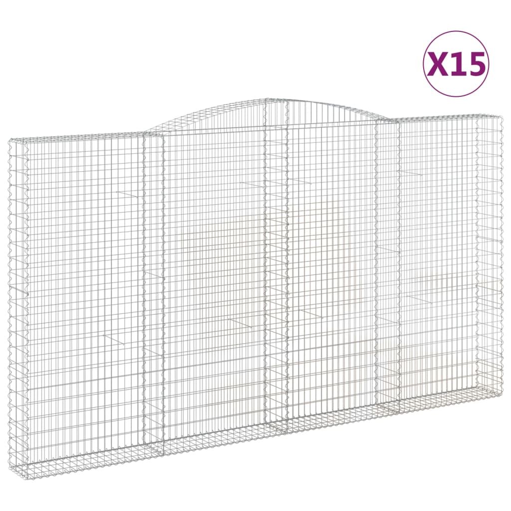 Arched Gabion Baskets 15 pcs 400x30x220/240 cm Galvanised Iron