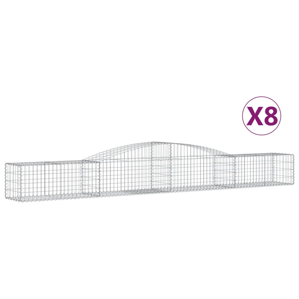 Arched Gabion Baskets 8 pcs 400x50x40/60 cm Galvanised Iron