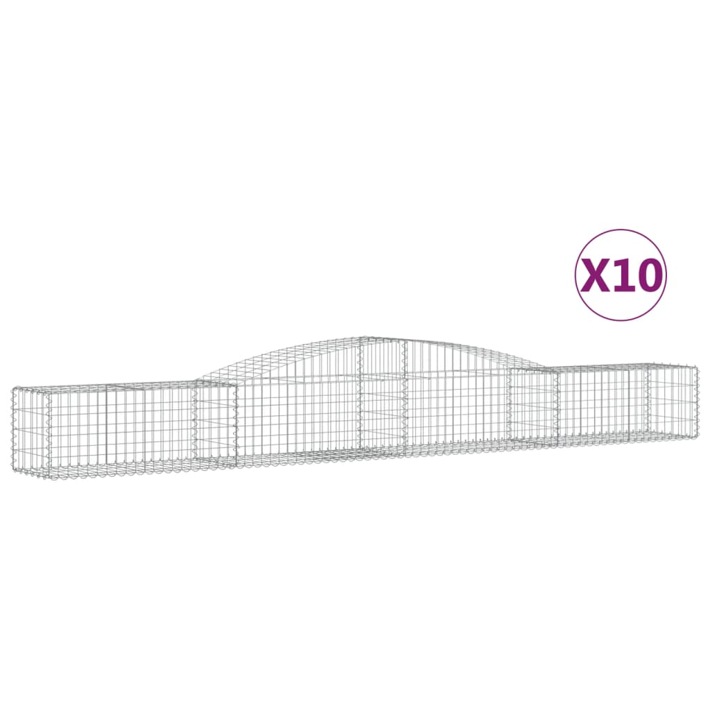Arched Gabion Baskets 10 pcs 400x50x40/60 cm Galvanised Iron