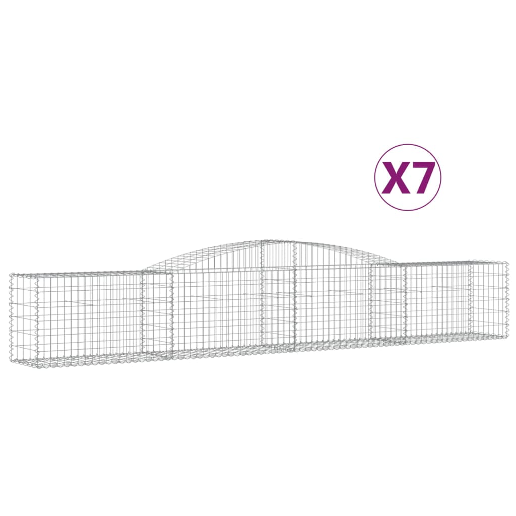 vidaXL Arched Gabion Baskets 7 pcs 400x50x60/80 cm Galvanised Iron