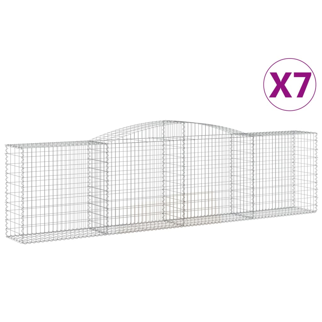 Arched Gabion Baskets 7 pcs 400x50x100/120 cm Galvanised Iron