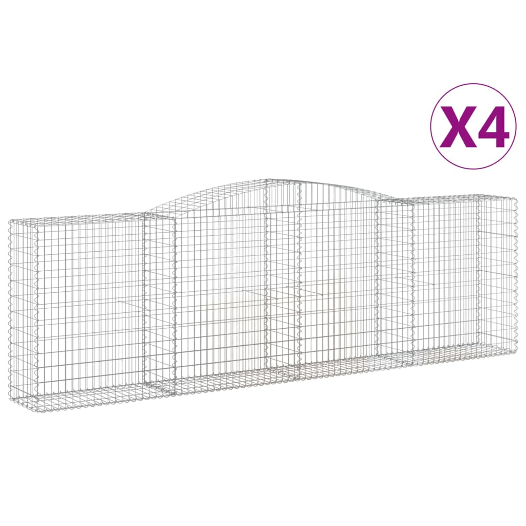 Arched Gabion Baskets 4 pcs 400x50x120/140 cm Galvanised Iron