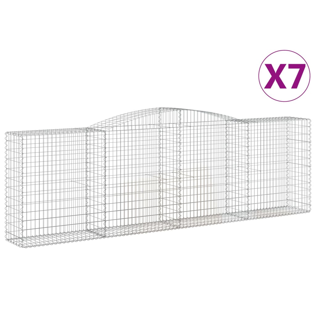 vidaXL Arched Gabion Baskets 7 pcs 400x50x120/140 cm Galvanised Iron