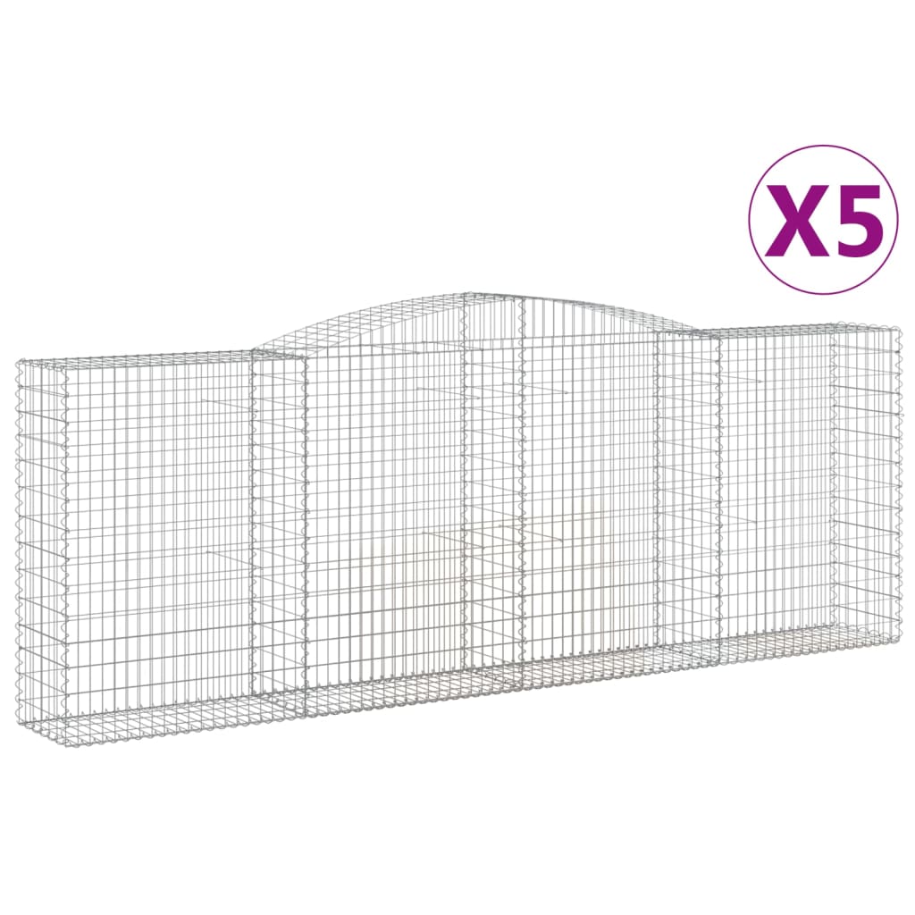 vidaXL Arched Gabion Baskets 5 pcs 400x50x140/160 cm Galvanised Iron