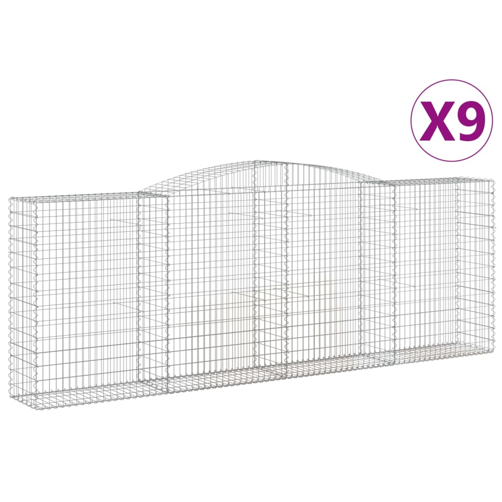 Arched Gabion Baskets 9 pcs 400x50x140/160 cm Galvanised Iron