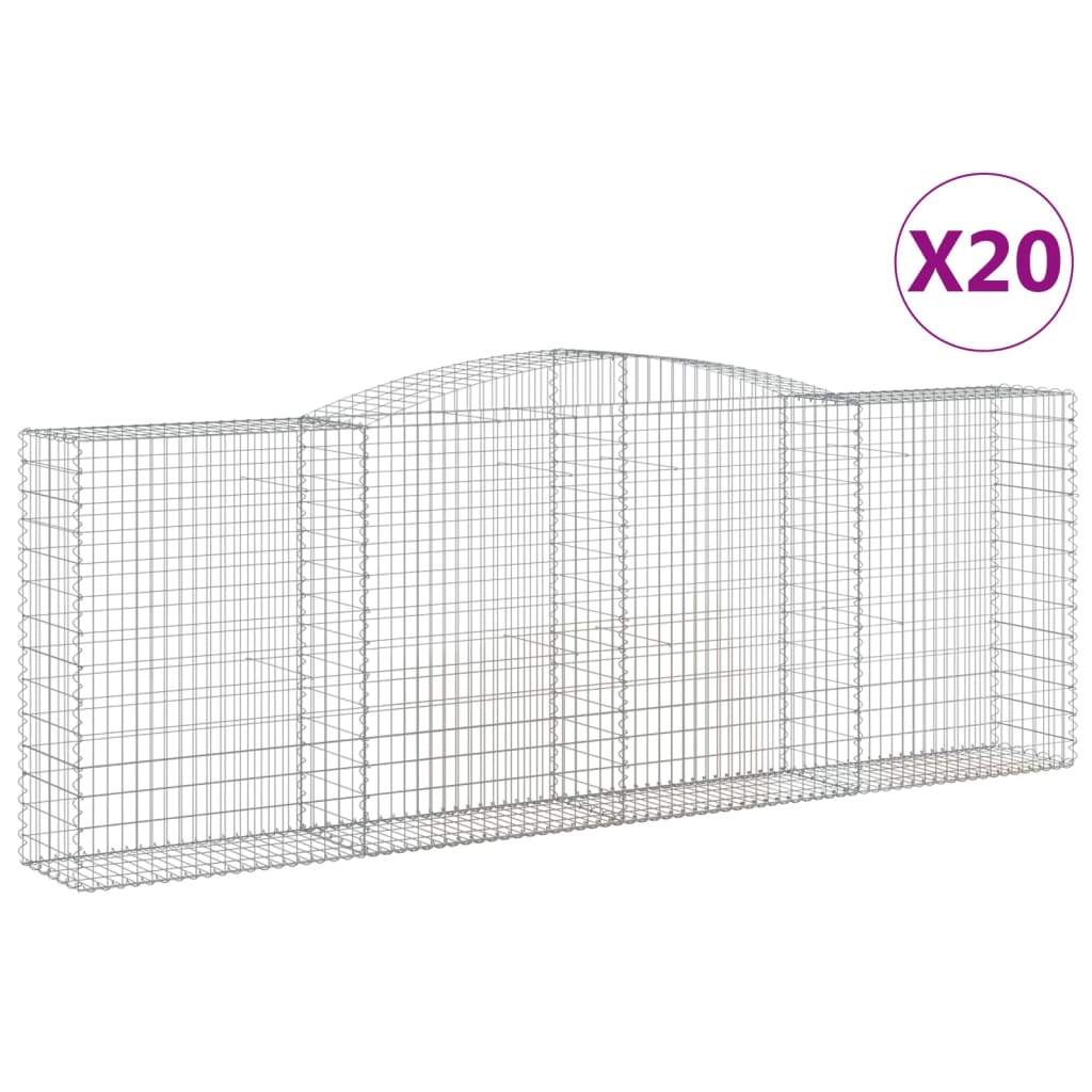 vidaXL Arched Gabion Baskets 20 pcs 400x50x140/160 cm Galvanised Iron