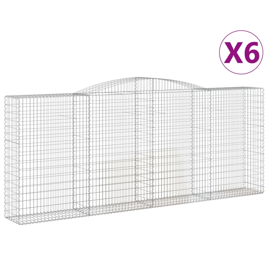 vidaXL Arched Gabion Baskets 6 pcs 400x50x160/180 cm Galvanised Iron