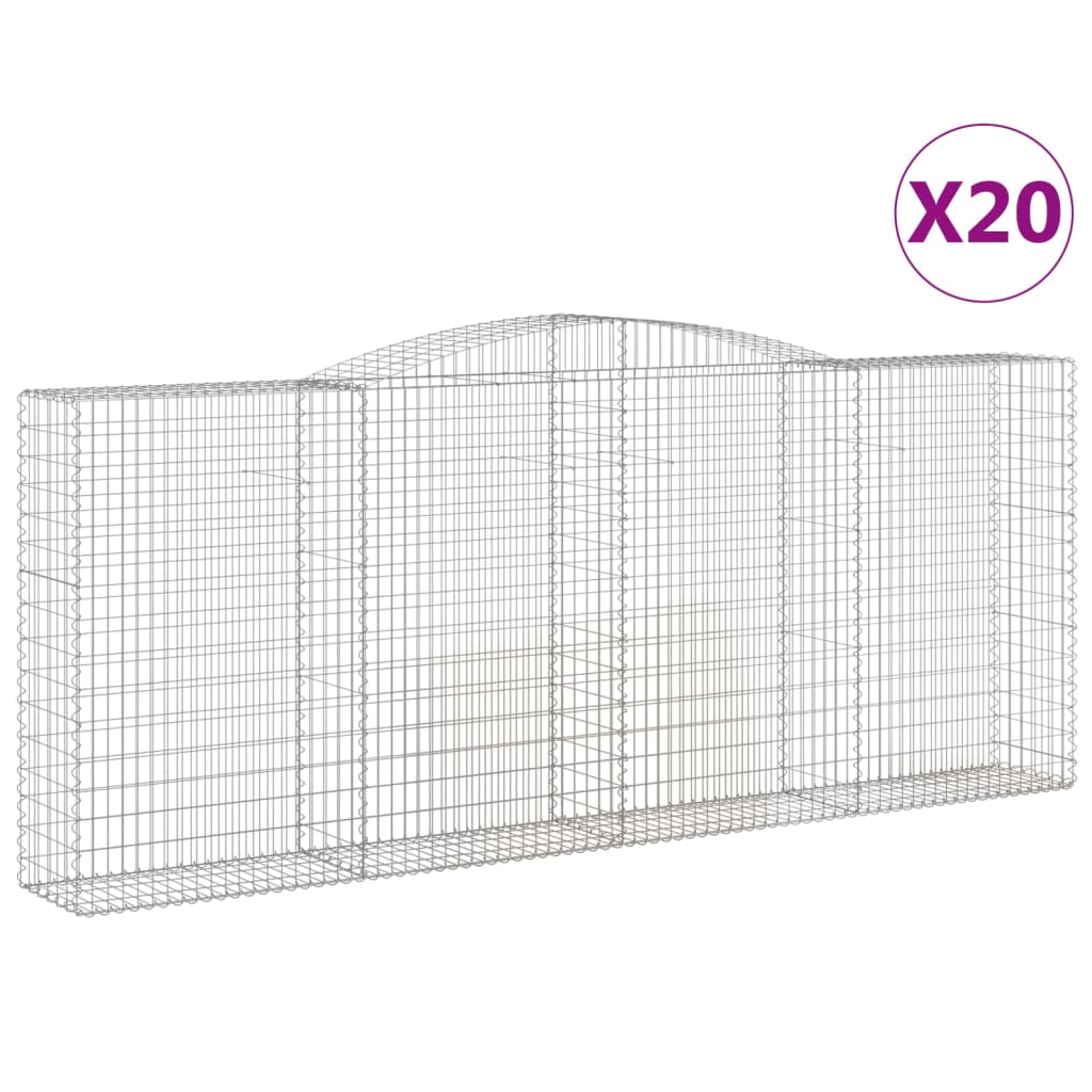 vidaXL Arched Gabion Baskets 20 pcs 400x50x160/180 cm Galvanised Iron