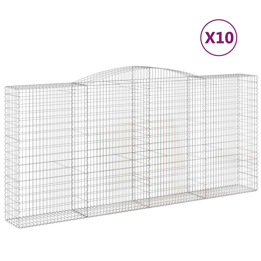 Arched Gabion Baskets 10 pcs 400x50x180/200 cm Galvanised Iron