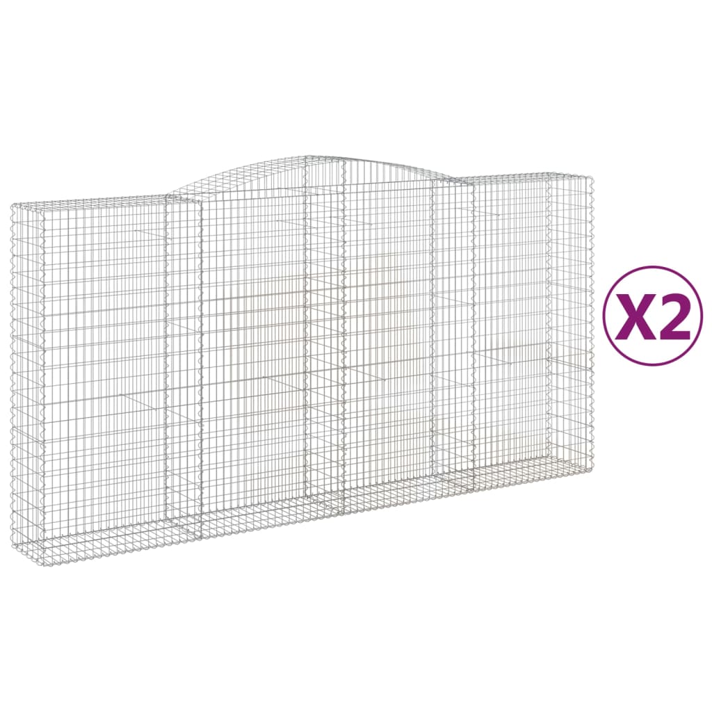 Arched Gabion Baskets 2 pcs 400x50x200/220 cm Galvanised Iron