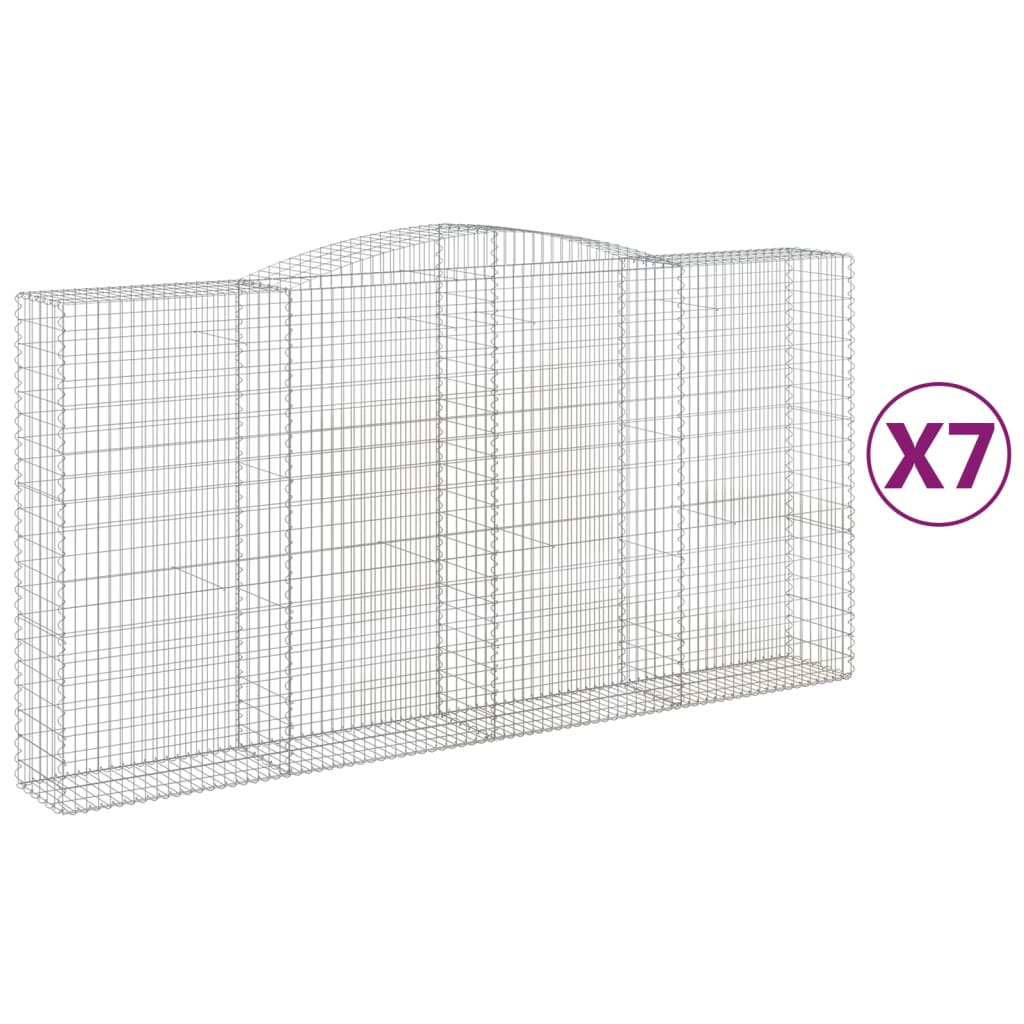 Arched Gabion Baskets 7 pcs 400x50x200/220 cm Galvanised Iron