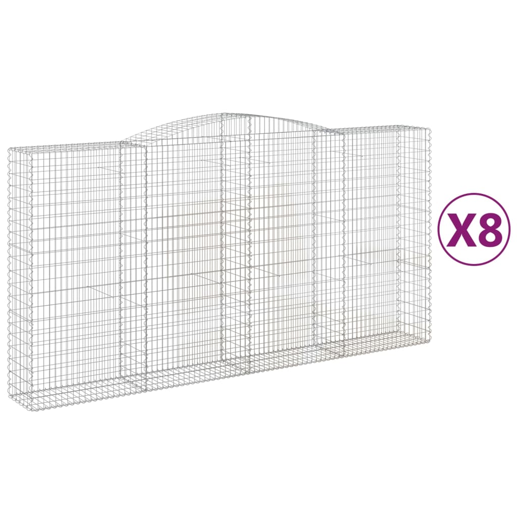 Arched Gabion Baskets 8 pcs 400x50x200/220 cm Galvanised Iron