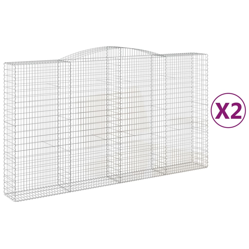 Arched Gabion Baskets 2 pcs 400x50x220/240 cm Galvanised Iron