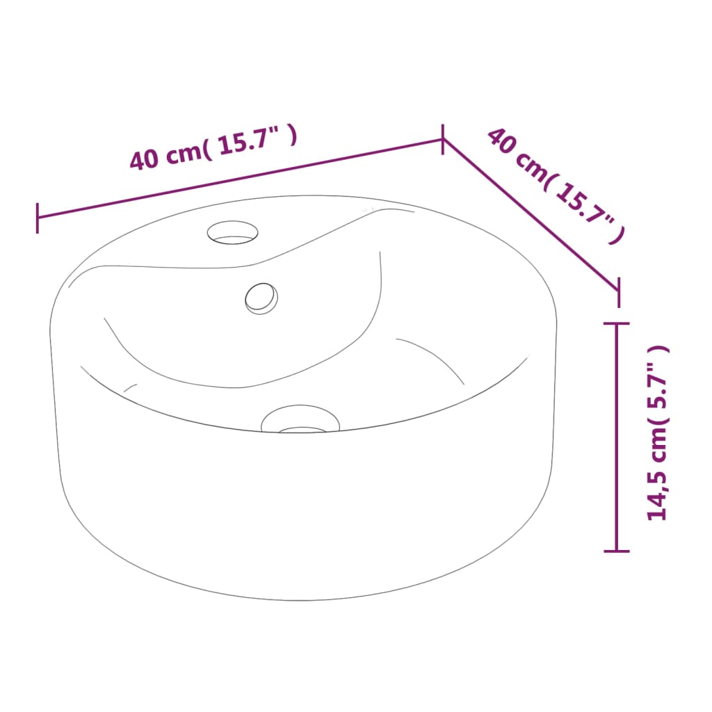 vidaXL Wash Basin White 40x14.5 cm Ceramic Round