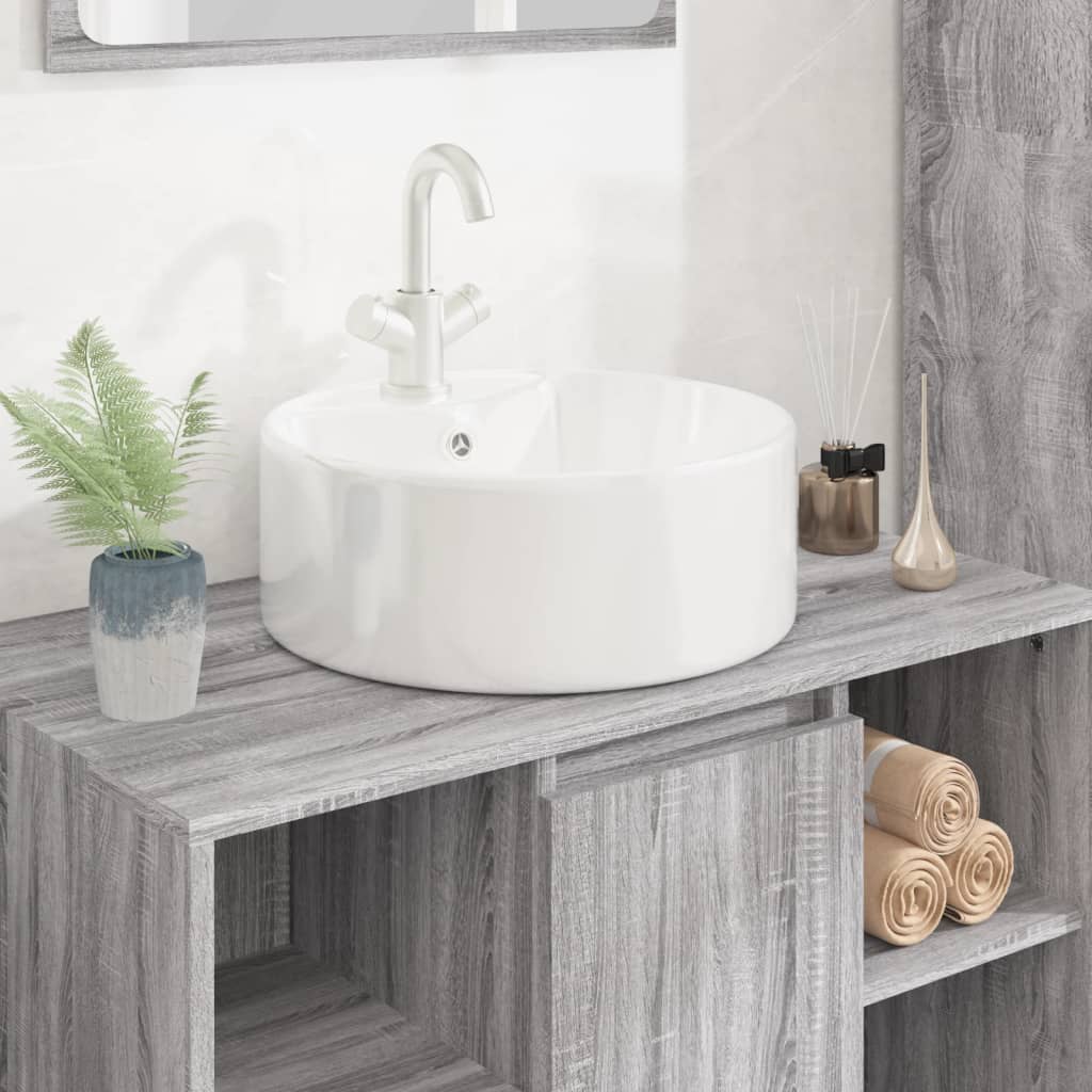 vidaXL Wash Basin White 40x14.5 cm Ceramic Round