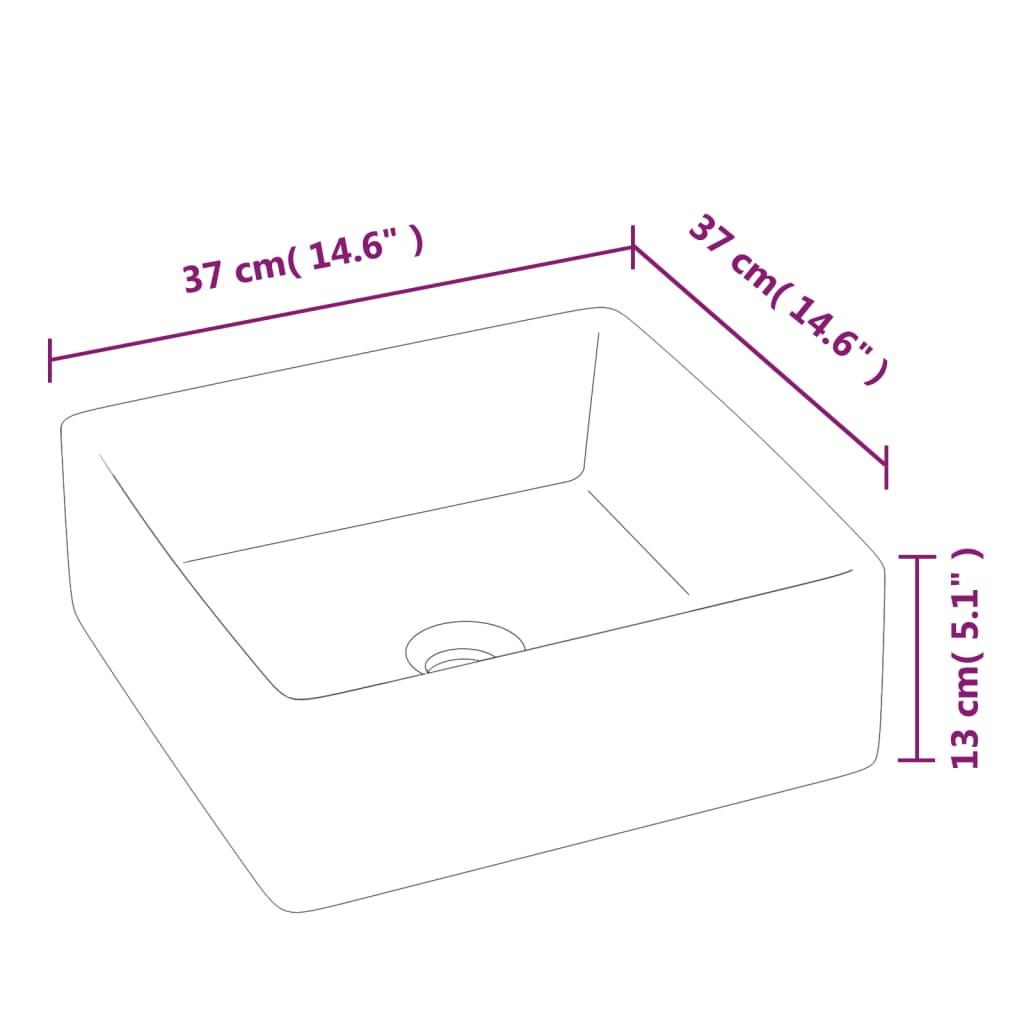 vidaXL Wash Basin White 37x37x13 cm Ceramic Square