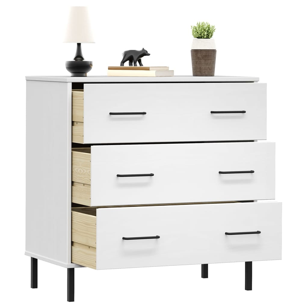 vidaXL Sideboard with 3 Drawers White 77x40x79.5 cm Solid Wood OSLO