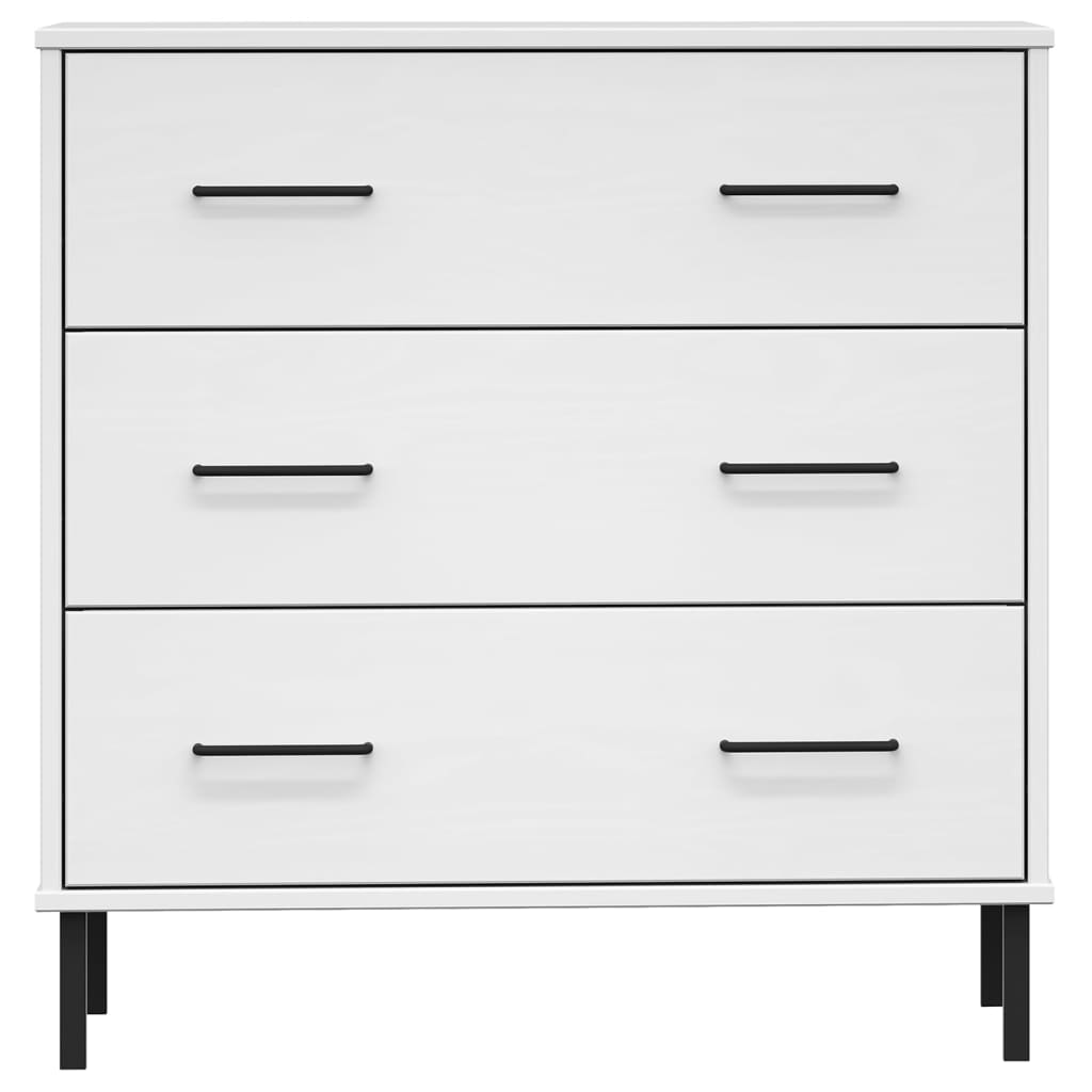 vidaXL Sideboard with 3 Drawers White 77x40x79.5 cm Solid Wood OSLO