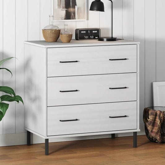 vidaXL Sideboard with 3 Drawers White 77x40x79.5 cm Solid Wood OSLO