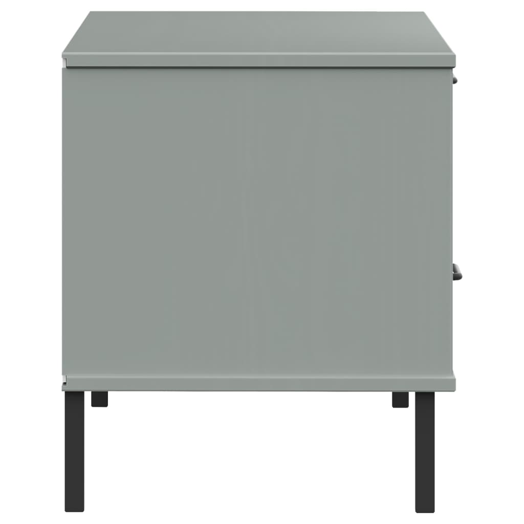 TV Cabinet with Metal Legs Grey Solid Wood Pine "OSLO