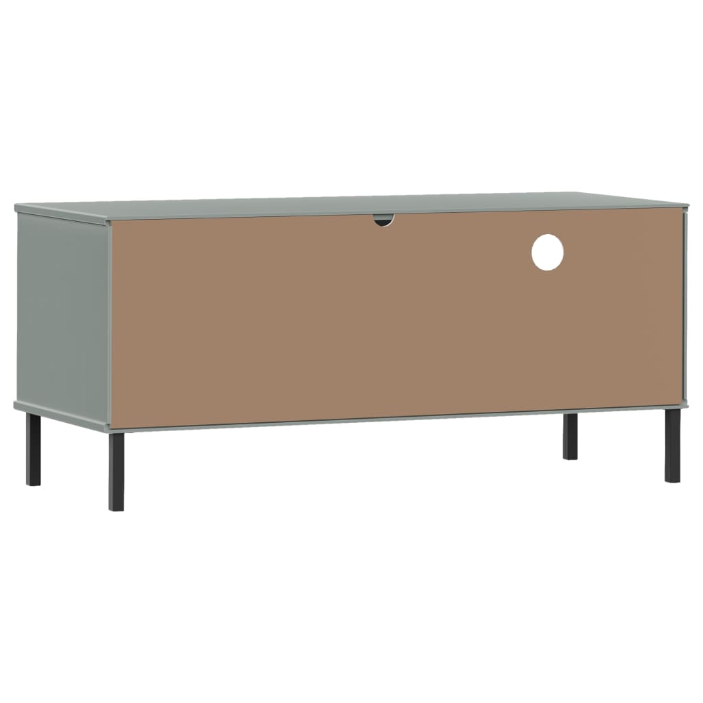 vidaXL TV Cabinet with Metal Legs Grey Solid Wood Pine OSLO