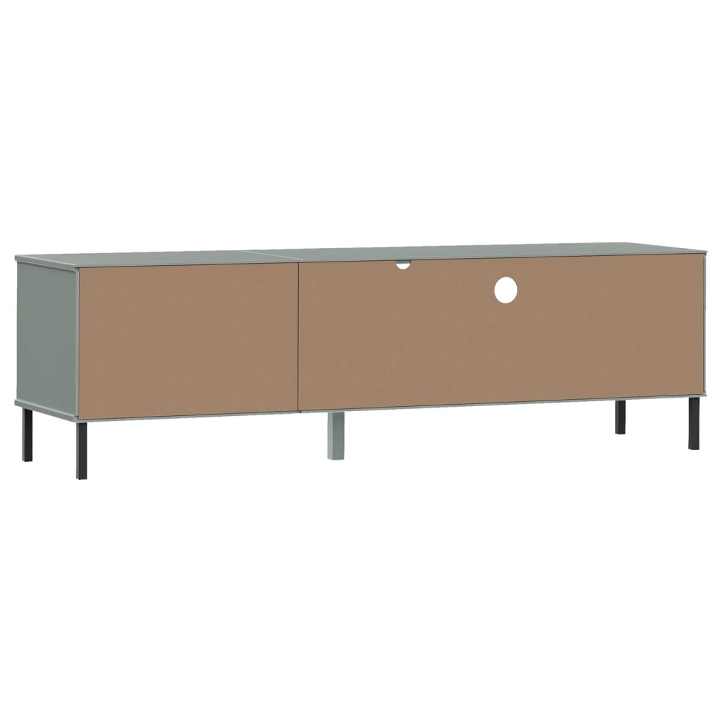 vidaXL TV Cabinet with Metal Legs Grey Solid Wood Pine OSLO