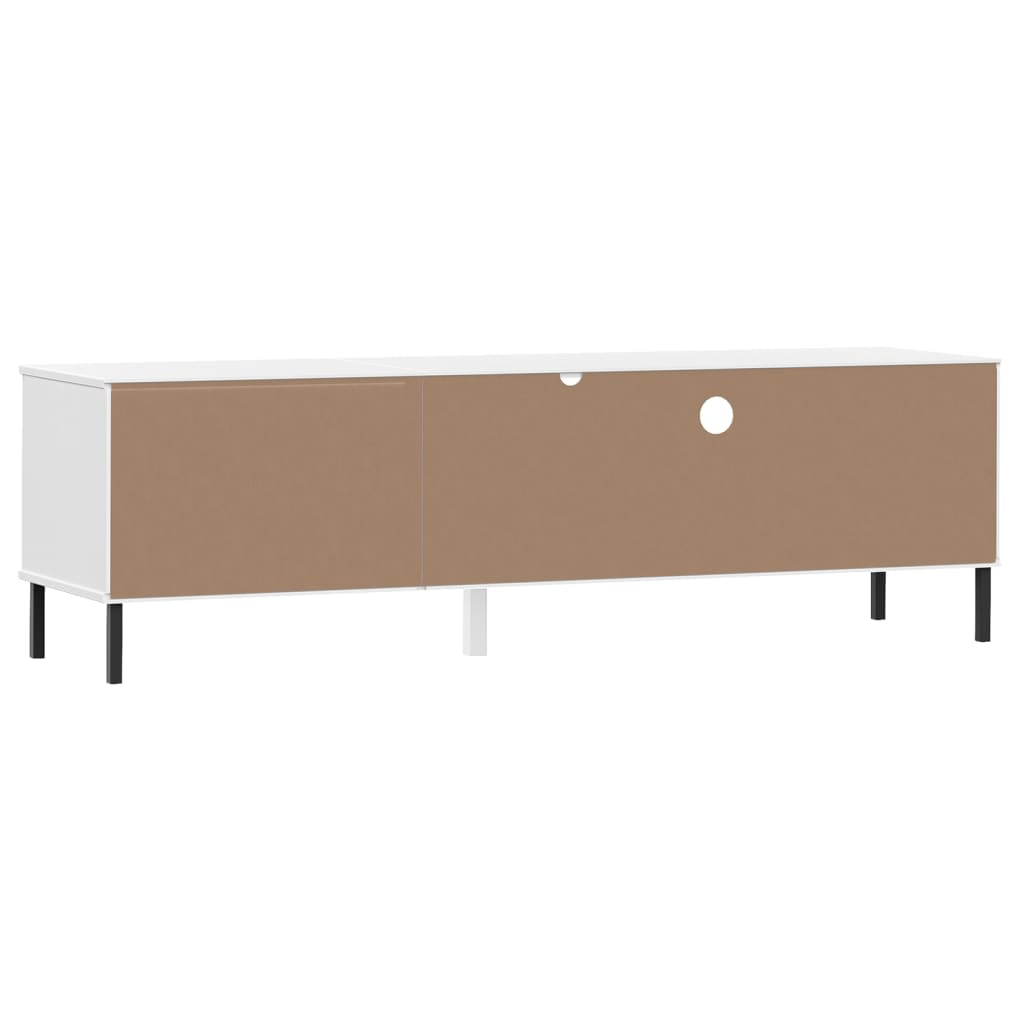 vidaXL TV Cabinet with Metal Legs White Solid Wood Pine OSLO