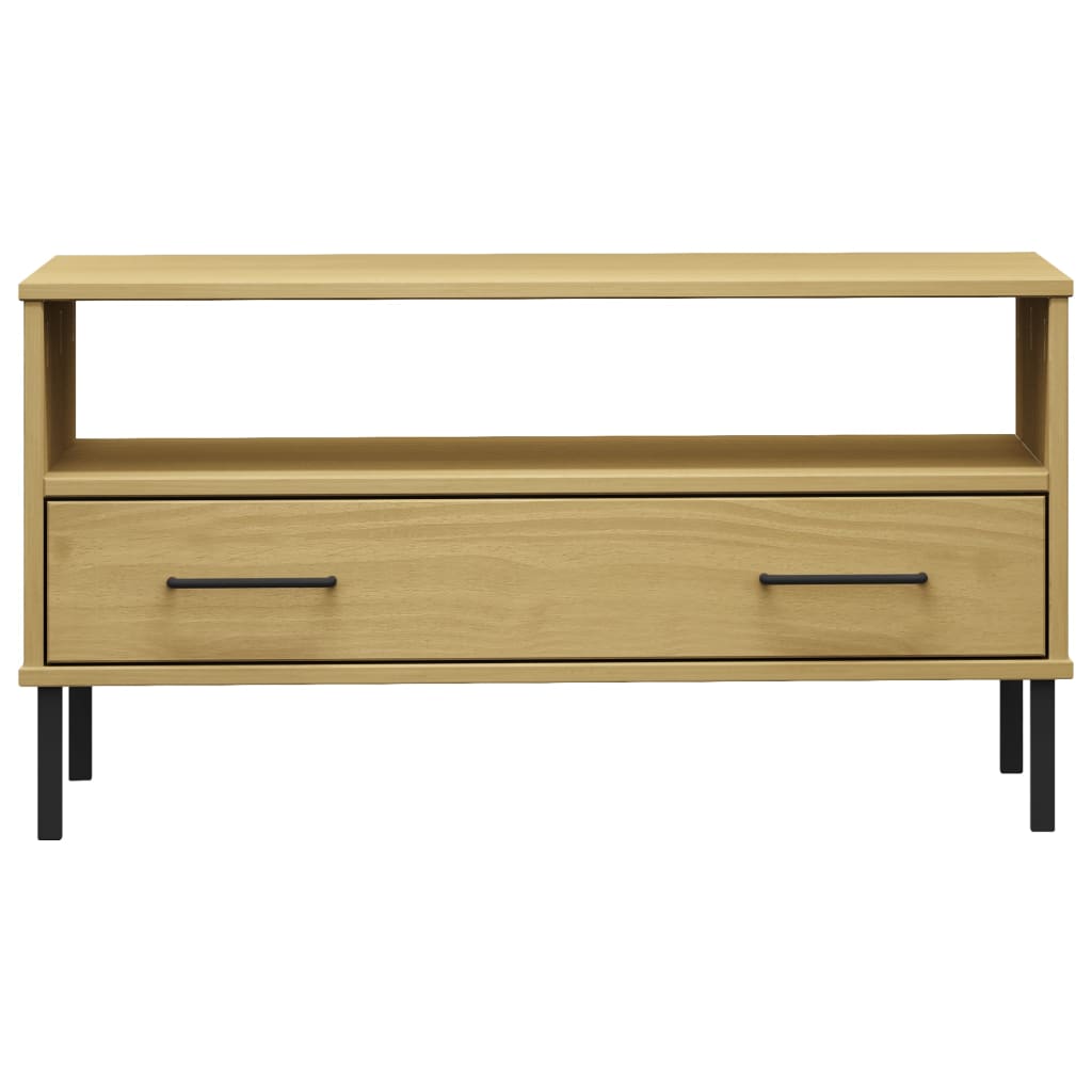 Coffee Table with Metal Legs Brown 85x50x45cm Solid Wood "OSLO