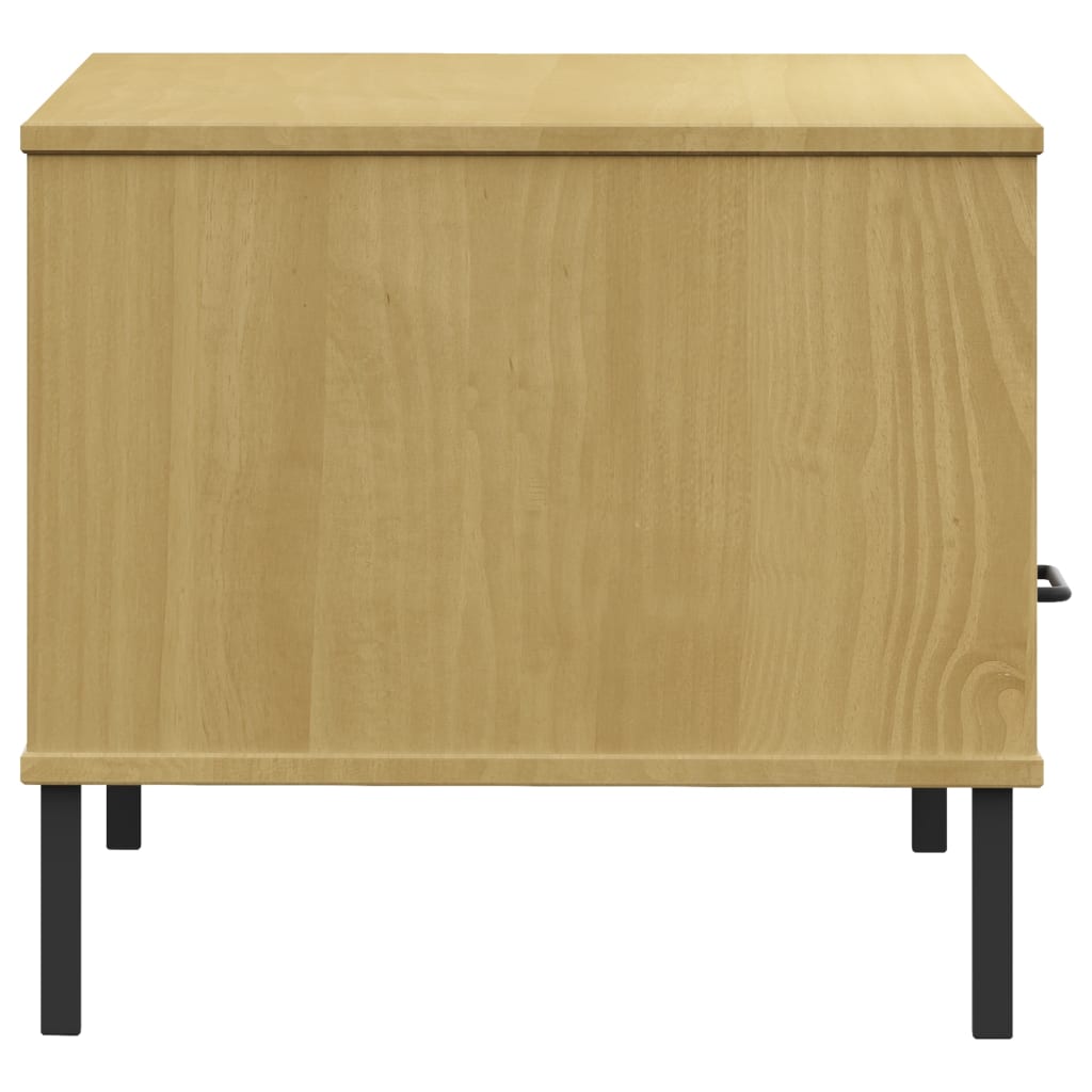 Coffee Table with Metal Legs Brown 85x50x45cm Solid Wood "OSLO