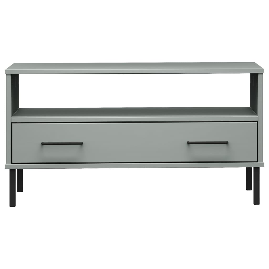Coffee Table with Metal Legs Grey 85x50x45 cm Solid Wood "OSLO