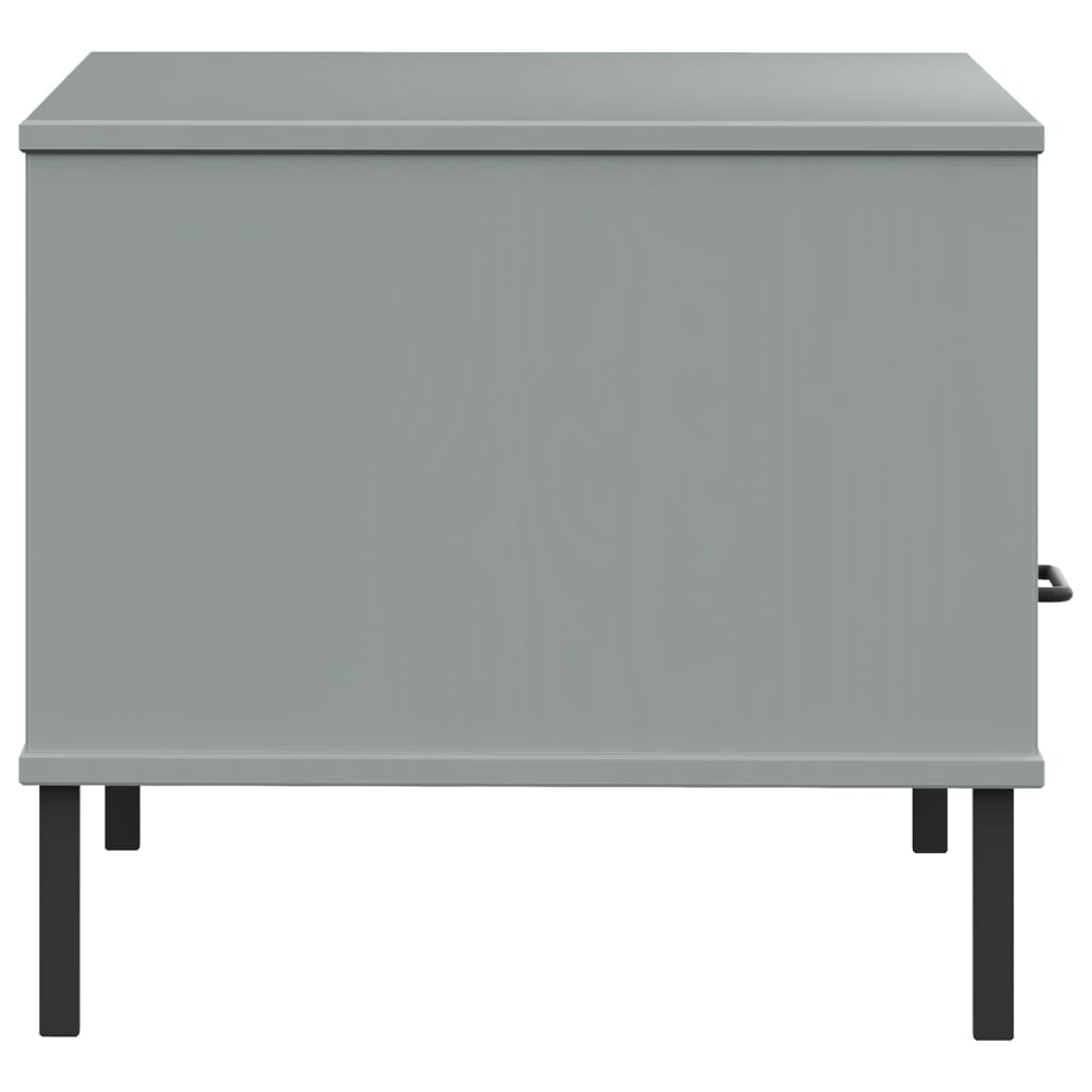 Coffee Table with Metal Legs Grey 85x50x45 cm Solid Wood "OSLO