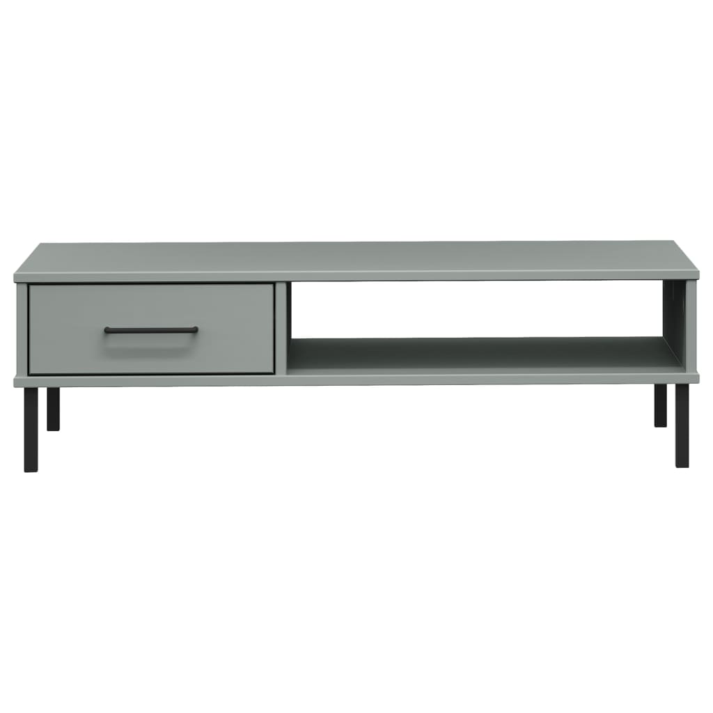 Coffee Table with Metal Legs Grey Solid Wood Pine "OSLO