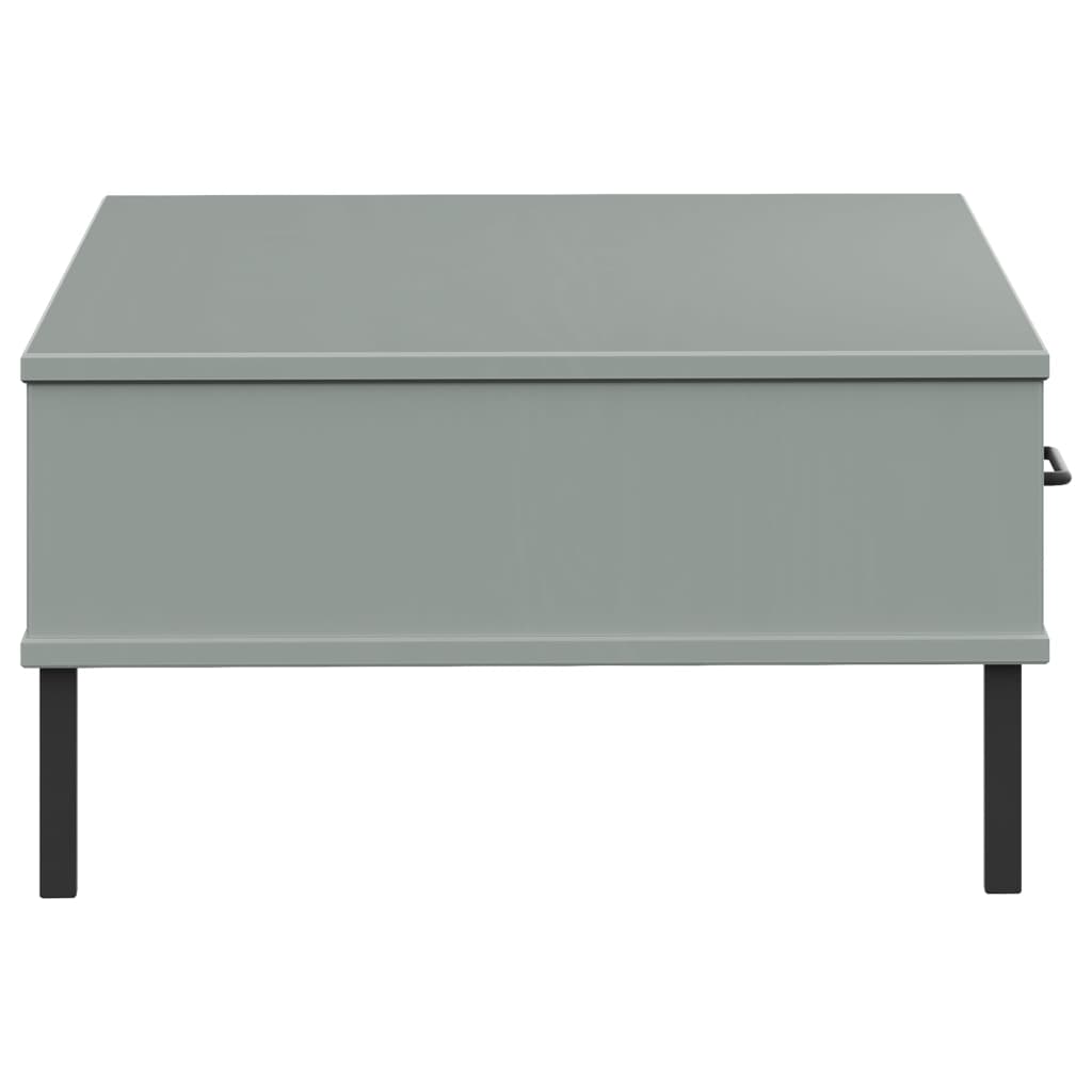 Coffee Table with Metal Legs Grey Solid Wood Pine "OSLO