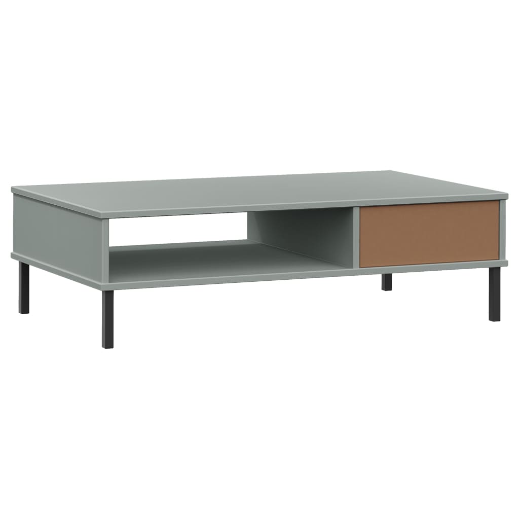 Coffee Table with Metal Legs Grey Solid Wood Pine "OSLO