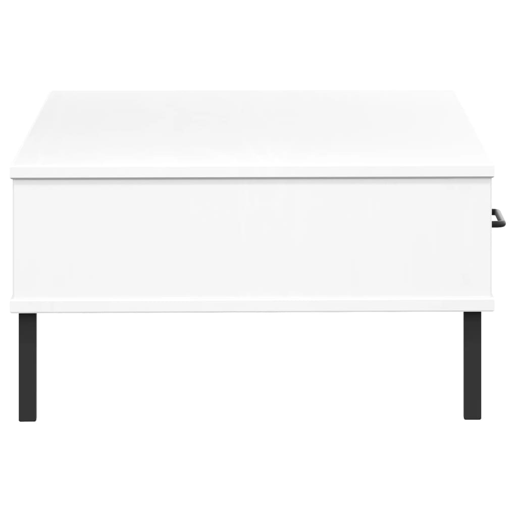 Coffee Table with Metal Legs White Solid Wood Pine "OSLO