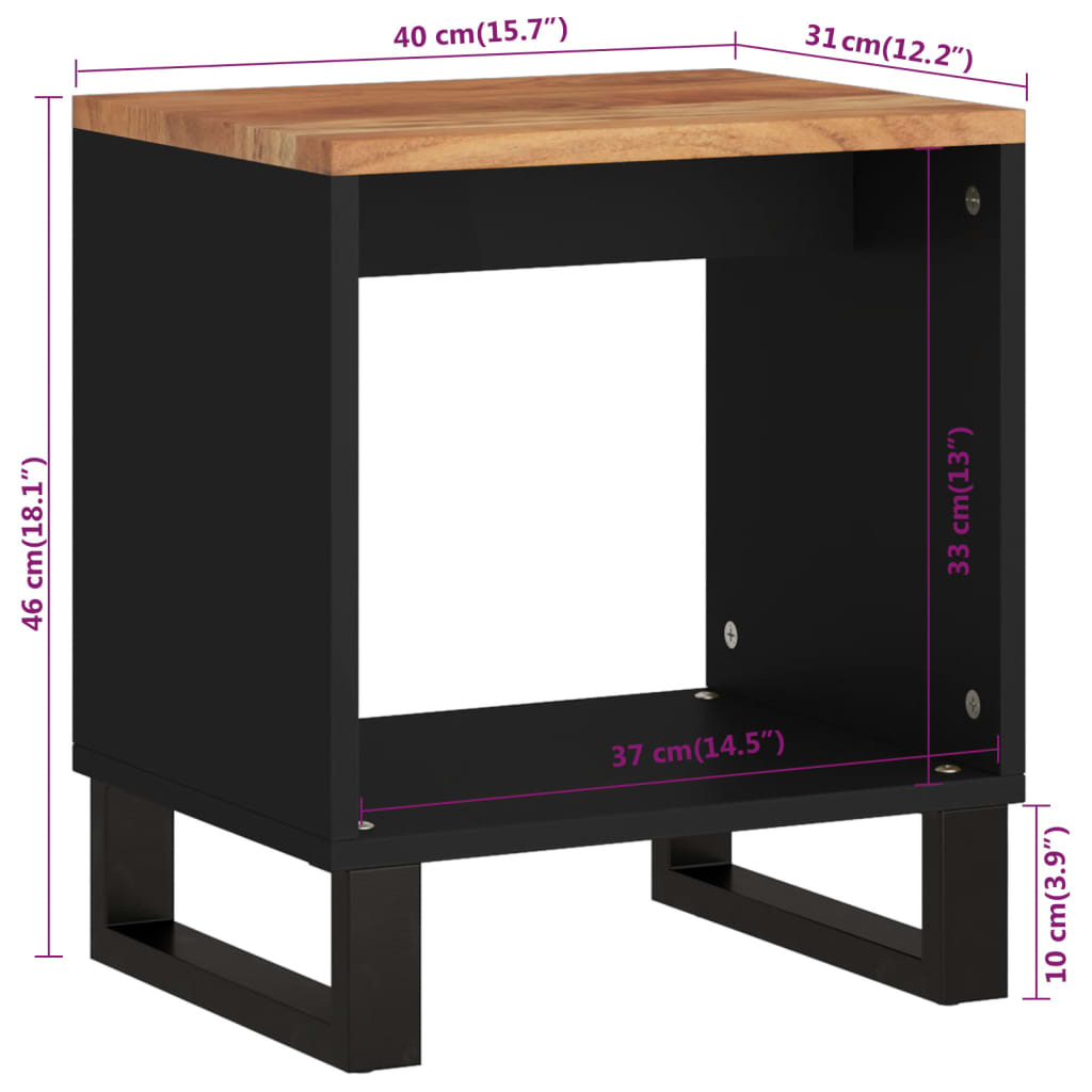 Coffee Table 40x31x46 cm Solid Wood Acacia&Engineered Wood