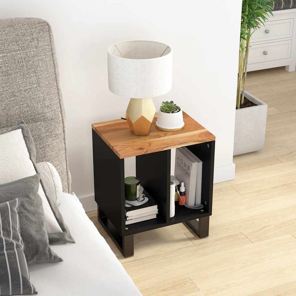 Side Table 40x31x46 cm Solid Wood Acacia&Engineered Wood