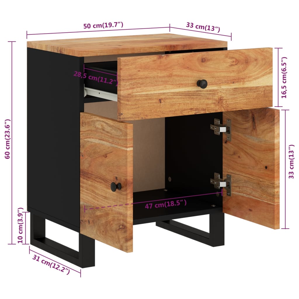 Bedside Cabinet | Natural wood and black