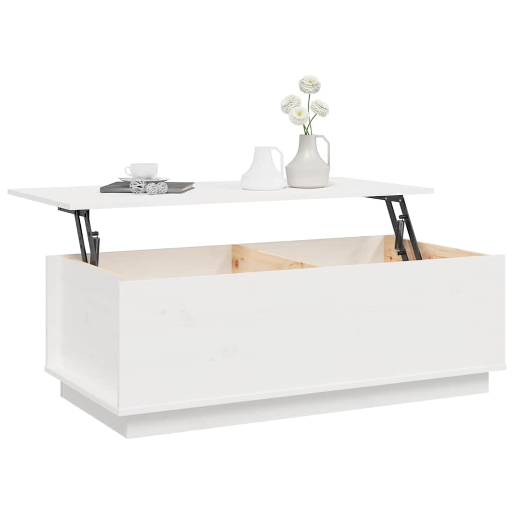 Coffee Table White 100x50x35 cm Solid Wood Pine