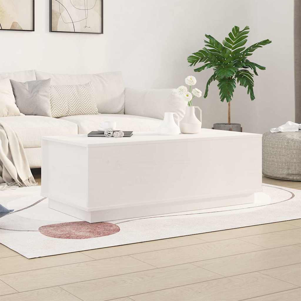 Coffee Table White 100x50x35 cm Solid Wood Pine