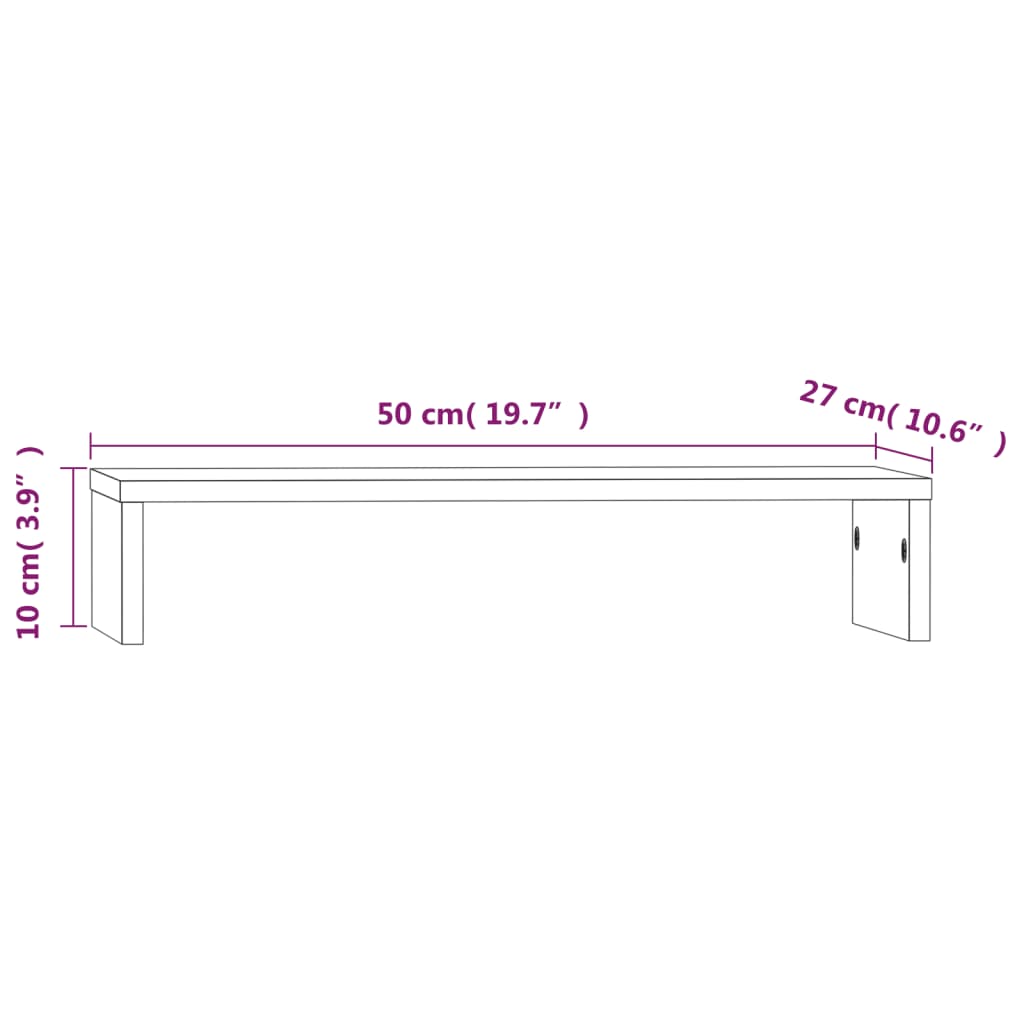 vidaXL Monitor Stand 50x27x10 cm Solid Wood Pine