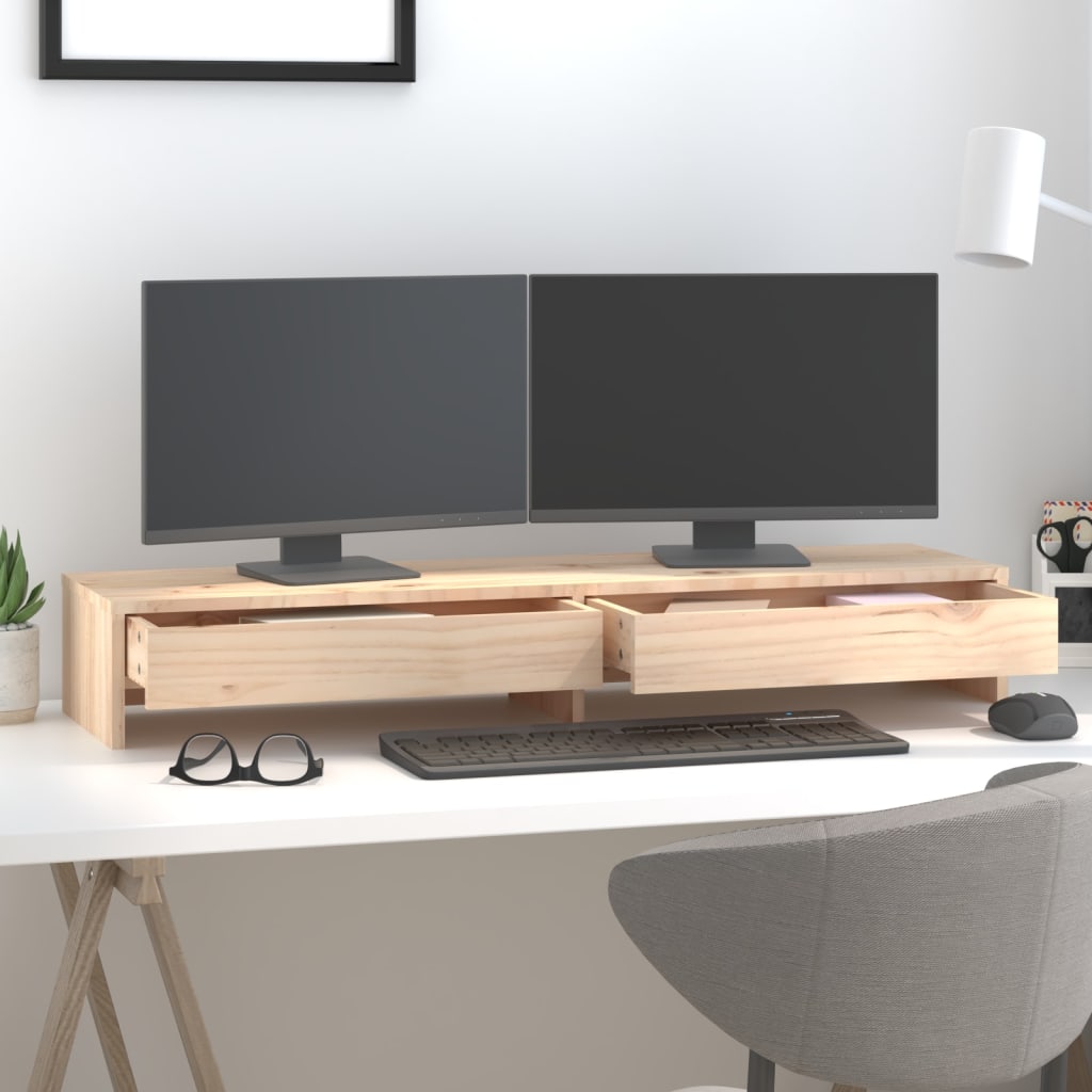 vidaXL Monitor Stand 100x27x15 cm Solid Wood Pine