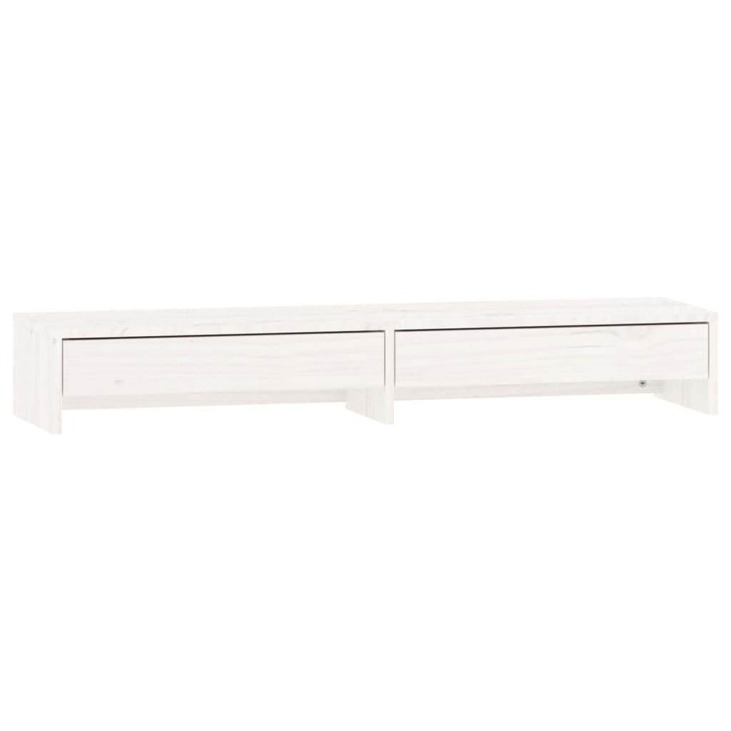 vidaXL Monitor Stand White 100x27x15 cm Solid Wood Pine