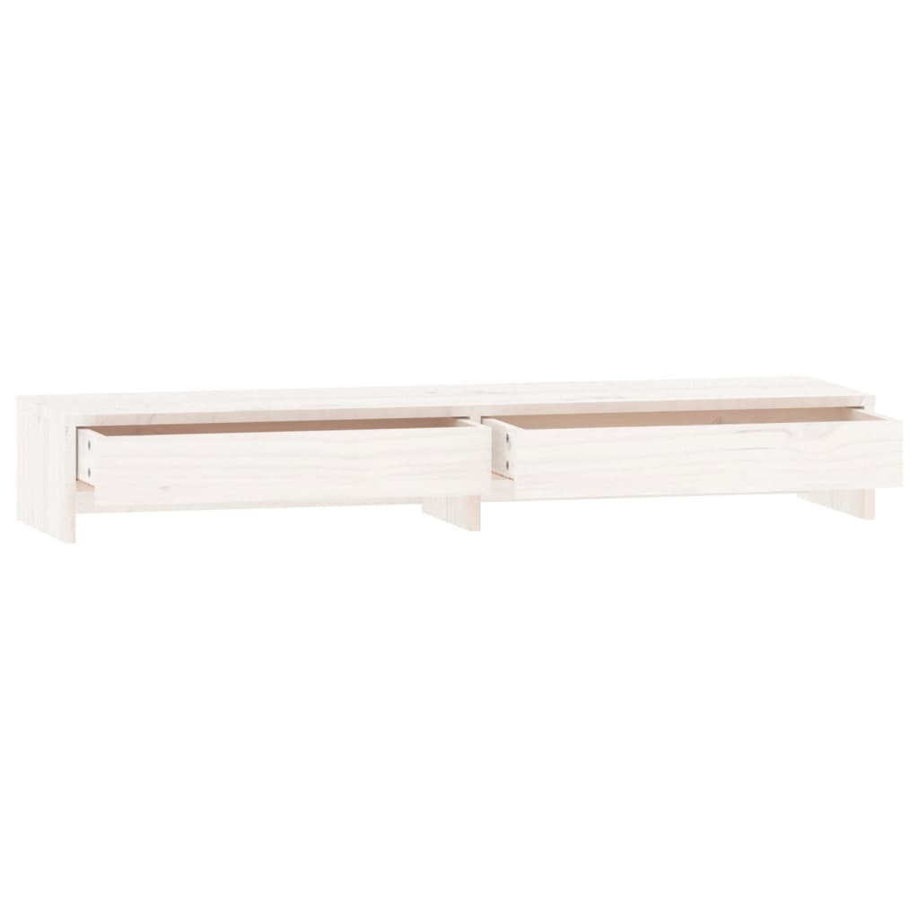 vidaXL Monitor Stand White 100x27x15 cm Solid Wood Pine