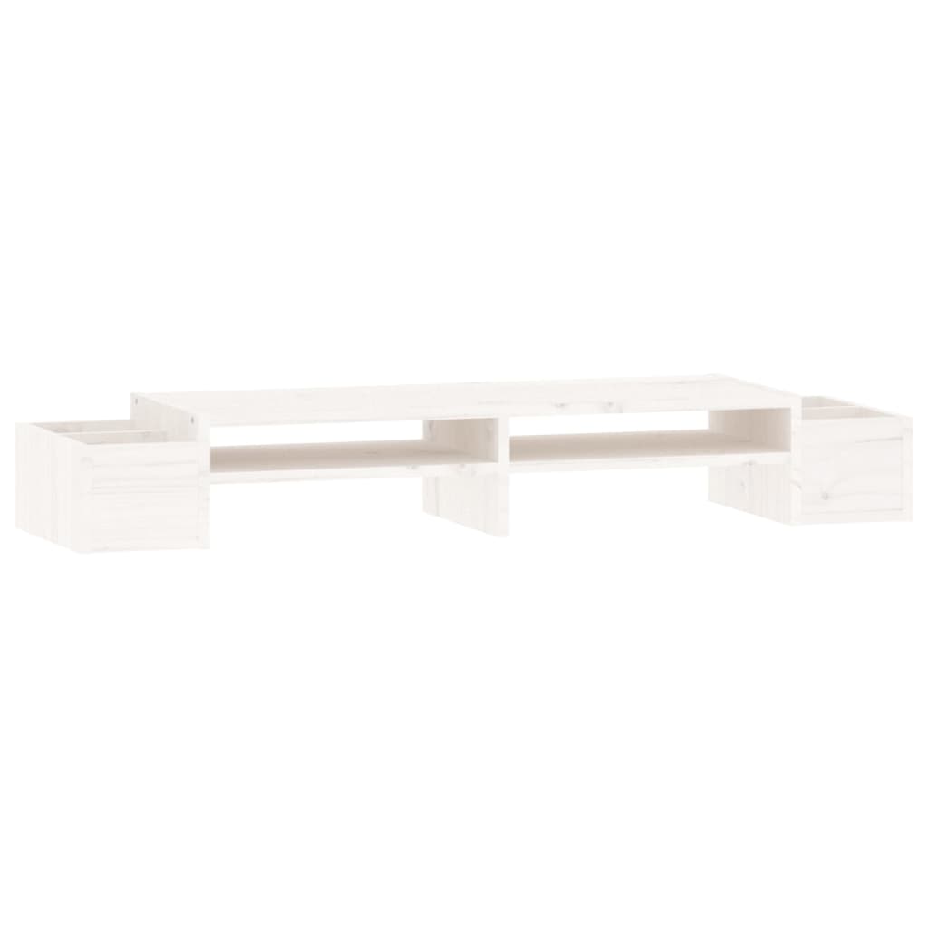 vidaXL Monitor Stand White 100x27.5x15 cm Solid Wood Pine