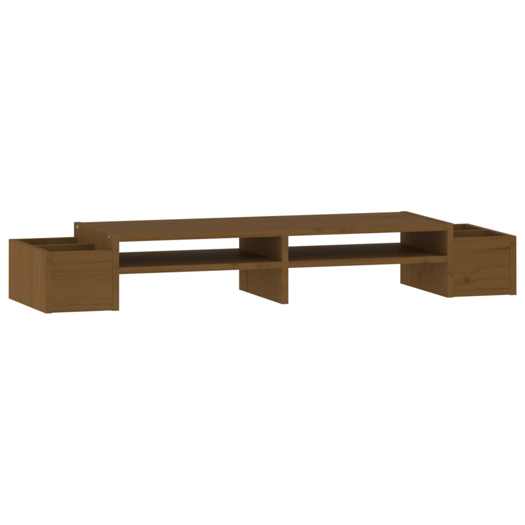 vidaXL Monitor Stand Honey Brown 100x27.5x15 cm Solid Wood Pine