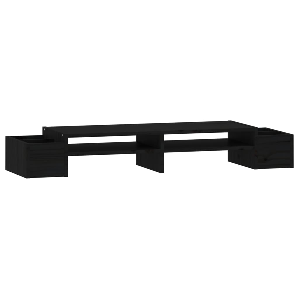 vidaXL Monitor Stand Black 100x27.5x15 cm Solid Wood Pine