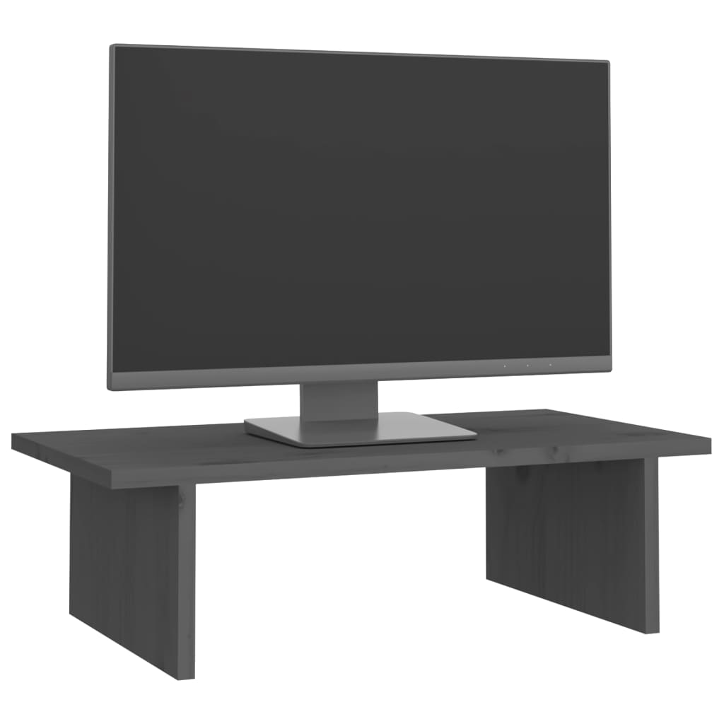 vidaXL Monitor Stand Grey 50x27x15 cm Solid Wood Pine