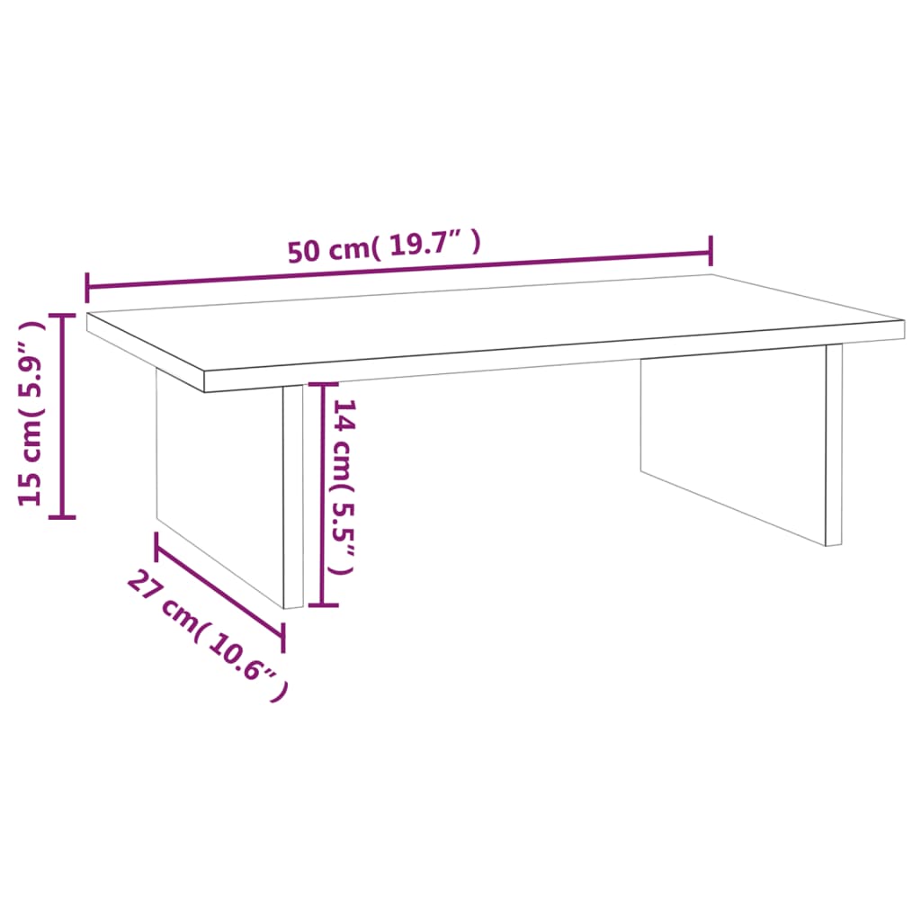 vidaXL Monitor Stand Grey 50x27x15 cm Solid Wood Pine